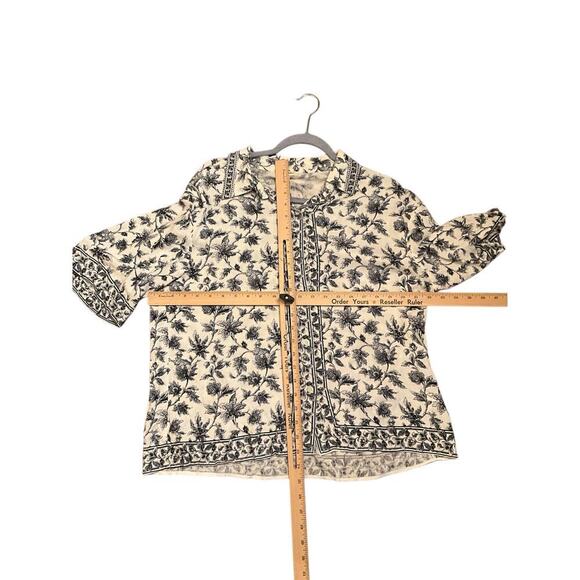 Max Studio 3/4 Sleeve Button Front Rayon Blouse Black/White Womens Size L NEW - Picture 6 of 6